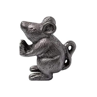 Imagem de Batente de porta decorativo de mouse de ferro fundido - cunha de porta pesada - design exclusivo e antigo - acabamento decorativo adorável, fundo de feltro acolchoado anti-arranhões - rolha de livro -