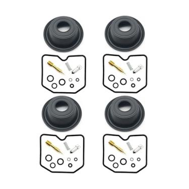 Imagem de Kit de reparo de carburador de motocicleta para GPZ400R ZX400 GPZ400 GPZ ZX 400R 400 R com junta de agulha flutuante diafragma de parafuso de ar (4 conjuntos)