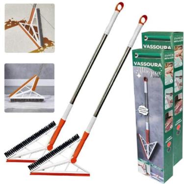 Imagem de Kit com 2 Vassouras Mágica 2 Em 1 Vassoura E Rodo com Regulagem Barra 