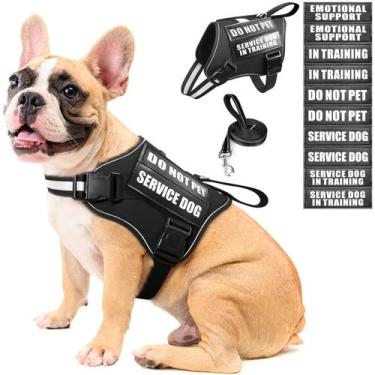 Imagem de Conjunto de colete e coleira para cães de serviço MOOGROU Black M