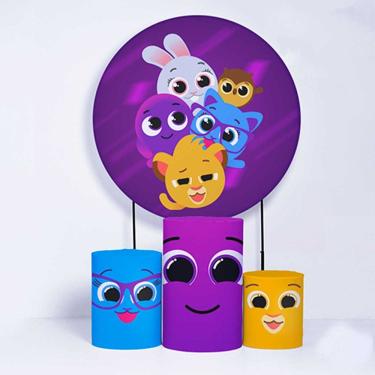 Imagem de Kit Painel de Festa Redondo de 1,50m e Trio de Cilindros Bolo Fofo - Fera Print