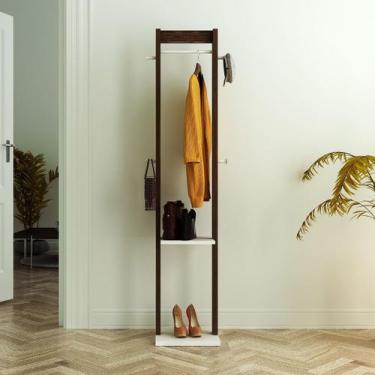 Imagem de Cabideiro de Chão com 1 Prateleira e 4 Ganchos AZ1019 - Tecnomobili