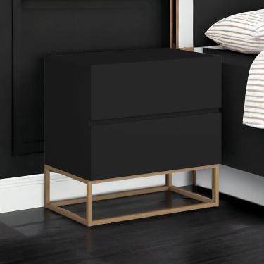 Imagem de Mesa De Cabeceira Eros 45cm mdf/mdp Várias Cores Do Móvel Com Base De Ferro Metalon Dourada