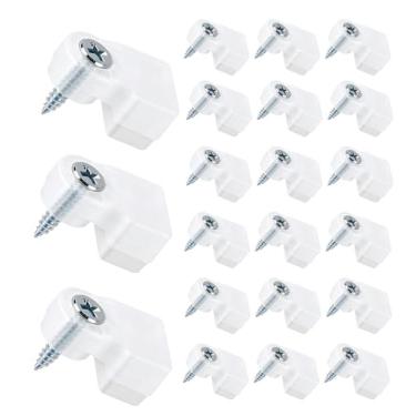 Imagem de Pacote com 25 clipes de retenção de vidro com parafusos - Clipes de fixação universais para gabinete, janela, porta e espelho - Suporte de painel transparente durável (transparente)