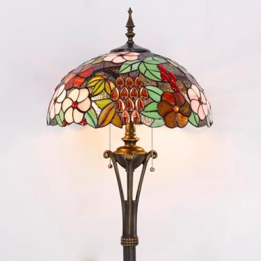 Imagem de AVIVADIRECT Tiffany Abajur De Chão Estilo Uva Roxa Vitral Luz De Leitura De Pé 16X16X70 Polegadas Luminária De Poste Antiga Decoração Quarto Sala De Estar
