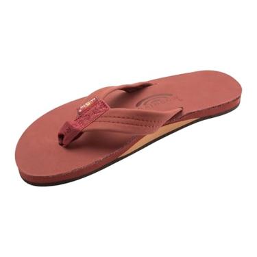 Imagem de Sandálias Masculinas Rainbow de Couro Premier, Camada Única, Alça Larga com Arco, Cognac, 12-13.5