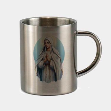 Imagem de Caneca de Inox Premium Prateada 400ml Santo Nossa Senhora de Fatima Ig