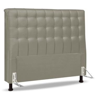 Imagem de Cabeceira Cama Box Casal Queen Size Ciara 160cm Botonê com Frame Linho Bege - Abmaza