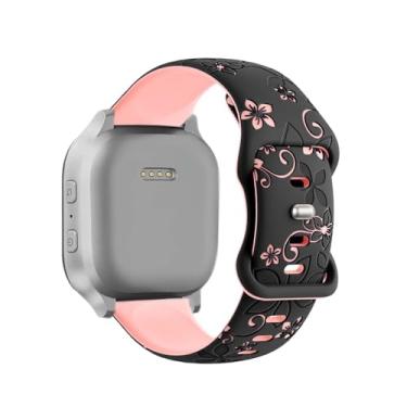Imagem de Pulseiras com gravação de flores em dois tons compatíveis com relógio Gizmo 3 2 1/Gabb Watch 3 2 1/SyncUP/Cosmo JrTrack infantil, pulseira esportiva de silicone macio de 20 mm para meninos e meninas,