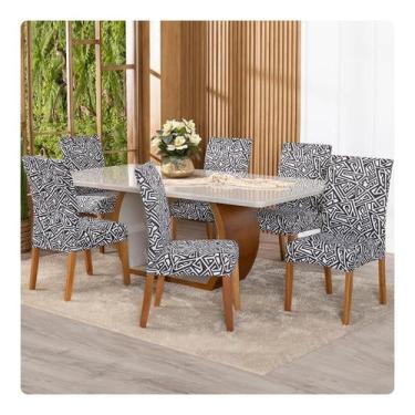 Imagem de Kit Capa De Cadeira Estampadas Mesa Jantar 6 Lugares Malha Gel - Shop 