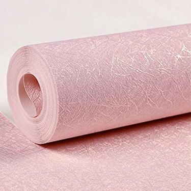 Imagem de Cohoo Home Papel de parede rosa de seda descasque e cole papel de contato papel de parede de seda texturizado rosa para quarto autoadesivo removível adesivo de parede papel de parede feminino forro de