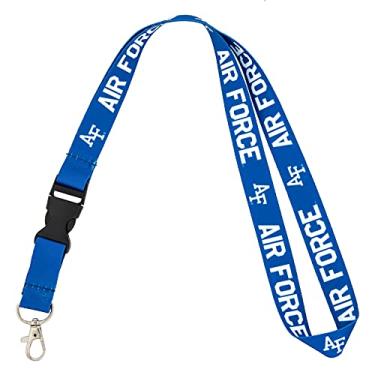 Imagem de Desert Cactus Cordão da Academia da Força Aérea dos Estados Unidos USAFA Fightin Falcons chaves de carro porta-crachá de identificação chaveiro destacável fivela de pressão breakaway (azul)