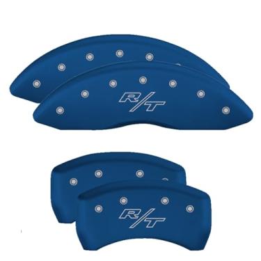 Imagem de MGP Caliper Covers - Capas de pinça de freio para Dodge Challenger 2011-2023 e Dodge Charger 2011-2023 (requer pinça dianteira de pistão duplo) Conjunto dianteiro e traseiro - Logotipo vintage R/T