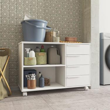 Imagem de Balcão Multiuso 1 Prateleira 4 Gavetas Mdp 15mm Branco