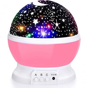 Imagem de Projetor De Luz Noturna Estrelada, Luzes De Bebê Com 4 Lâmpadas De Led, Cabo Usb, 360 Rosa