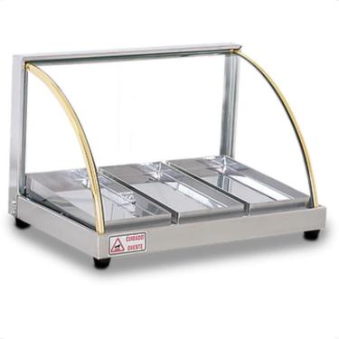 Imagem de Estufa Vitrine Expositor Curva Inox Para Salgados 3 Bandejas