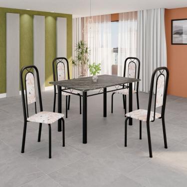 Imagem de Conjunto Sala de Jantar com 4 Cadeiras Lara Bege / Preto