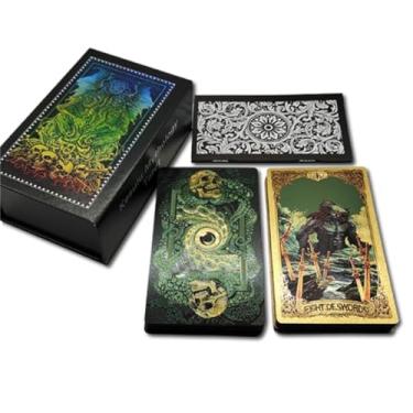 Imagem de Cthulhu Tarot Card Set - Cthulhu Mythos Tales Tarot Poker for Man and Women - 80 pics Playing Card - Magic Party Tabletop Game - Fortune Telling Cards （Golden） (Golden)