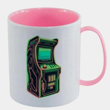 Imagem de Caneca de Polímero Plástico Inquebrável Infantil Rosa Claro - FLIPERAMA NEON VERDE