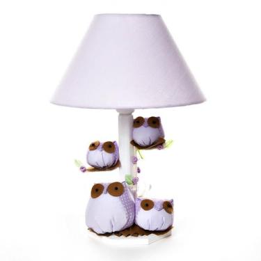 Imagem de Abajur Madeira Coruja Lilás Quarto Bebê Infantil Menina - Potinho de m