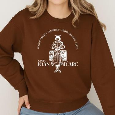 Imagem de Moletom Gola Careca Estampa Santa Joana D'arc 018 Modinha Cristã Catól