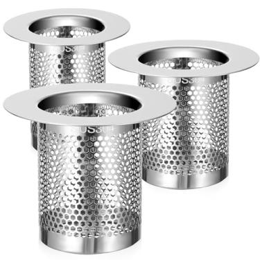 Imagem de DOITOOL Filtro Para Pia De Banheiro, 3 Peças, Coletor Cabelo, Ralo Chuveiro, Tampa Banheira, Rolha Aço Inoxidável Profundo Tamanho Furo 1,25 A 2,17