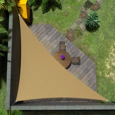 Imagem de Amgo Toldo Vela Triangular Retangular Bege Areia De 14' X 19,8', Cobertura Proteção Solar Com Fps 50+, 95% Bloqueio Uv, Permeável À Água E Ao Ar, 200 G/M², Resistente, Comercial Residencial (Fazemos