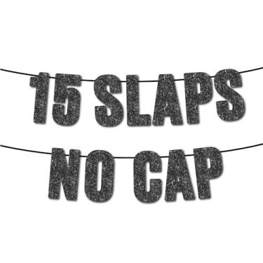 Imagem de Faixa de glitter preta com 15 tapas, sem tampa, suprimentos para festa de aniversário de 15 anos, ideias, presentes e decorações