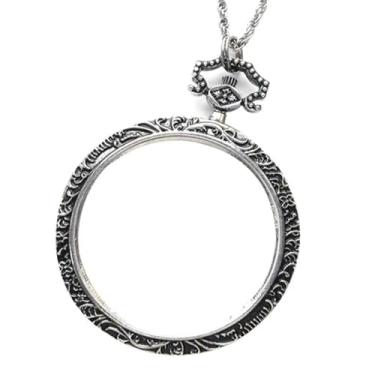 Imagem de Monóculo de lupa, colar monóculo de lupa 10x, pingente de lente de 40 mm de diâmetro para leitura, artesanato, livros, lupa portátil para mulheres e homens, corrente de 61 cm
