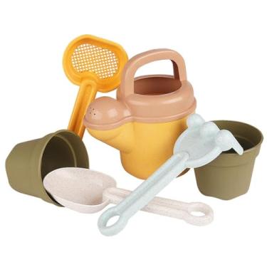 Imagem de Dynwave Conjunto de 6 brinquedos de praia, brinquedos de areia, conjunto sensorial de de caixa de areia, balde de areia e pás para férias de verão,