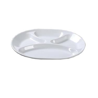 Imagem de Prato de fast food requintado quadrado branco de imitação minimalista doméstico de porcelana - prato de fast food oval de quatro grades de 30,5 cm (grosso)