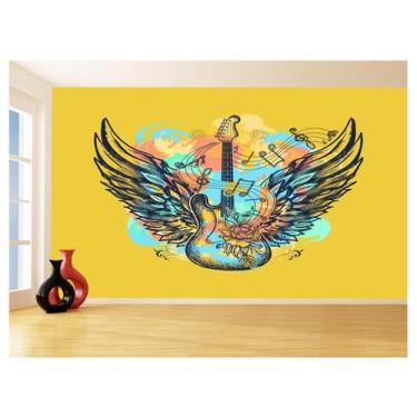 Imagem de Papel De Parede Musica Guitarra Arte Graffiti 3,5M Mus110 - Você Decor