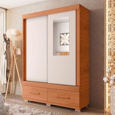 Imagem de Guarda-Roupa Solteiro Dali 2 Portas 2 Gavetas com Espelho Freijo/Off W