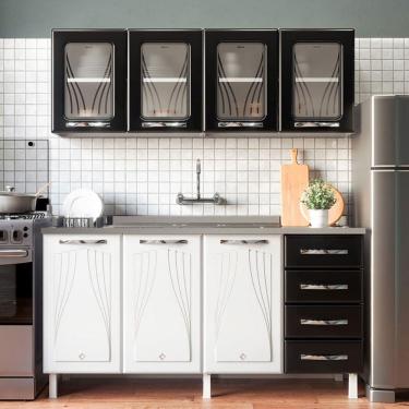 Imagem de Cozinha Compacta de Aço Star New 7 Portas 4 Gavetas com Vidro Preto - Telasul