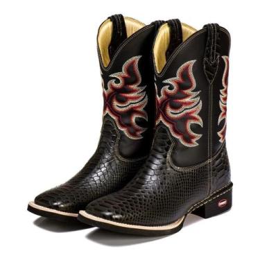 Imagem de Bota Texana Masculina Couro Escamada Cano Alto Bordada Moda - Campero,