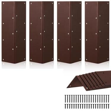 Imagem de KvyusFlourish 4 pacotes de suportes de canto para canteiros elevados de 28 cm, suportes de metal G com parafusos, conectores de canto de ângulo marrom para plantas 28 x 7,6 cm x 7,6 cm para suporte