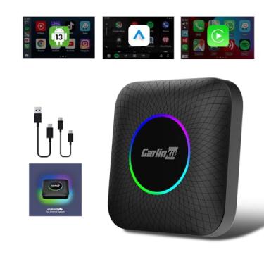 Imagem de CarlinKit CarPlay Ai Box 3 em 1 sem fio Android 13.0 para CarPlay com fio e tela sensível ao toque, rede 4G integrada, 8 núcleos 8 + 128 G, suporta YouTube/Netflix/Google Fit para carro de 2015