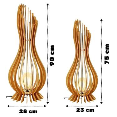 Imagem de Kit Com 2 Luminária De Chão Ana Maria MDF Cru - 90x28cm E 75x23cm