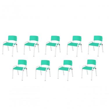 Imagem de Kit 9 Cadeiras Infantil Iso Escola Base Branco Verde água