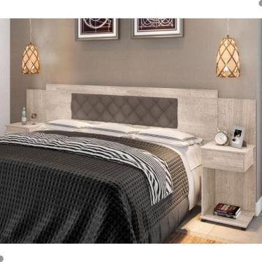 Imagem de Cabeceira Box Bruna Amarula Com Capitonê Bege Escuro