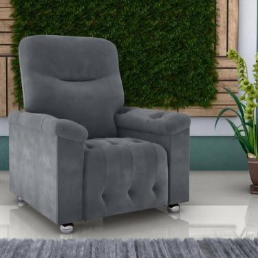 Imagem de Poltrona Reclinável York Veludo Cinza