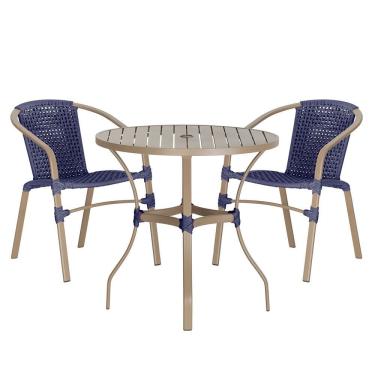 Imagem de 02 Cadeiras Floripa E Mesa Roma 100cm Fendi Trama Original Azul