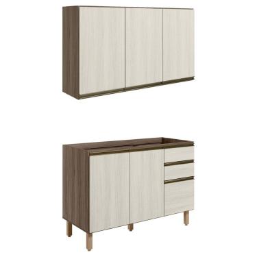 Imagem de Armario Aereo Balcao Pia 120 cm MDF Kali Carvalho Toq Bianco Toq Nicioli