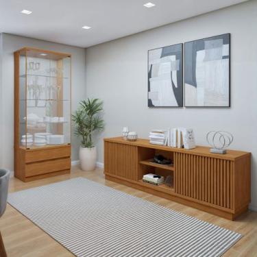 Imagem de Sala de Estar Completa Lisboa Logan 4 Portas 2 Gavetas com Vidro 100% 