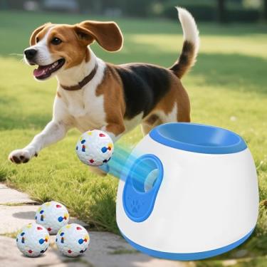 Imagem de Deeteck Lançador automático de bolas para cães pequenos e médios - lançador de bolas interativo para cães com 3 distâncias de lançamento (10/20/30 pés)