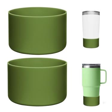 Imagem de Prurex 2 Peças De Capa Protetora Silicone Compatível Com Yeti Rambler 20 E 30 Oz, Inferior Para Copos Garrafas 2,75-2,85", Sem Bpa, Lavável Na Máquina Lavar Louça (Verde-Grama)