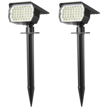 Imagem de WENATY Holofotes Solares Para Áreas Externas, À Prova D'Água, Ip65, Pacote Com 2 De Paisagem 46 Leds, 3 Modos Ligar/Desligar Automático, Iluminação Caminhos Externos, Quintais, Jardins, Passarelas (