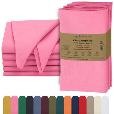 Imagem de RUVANTI Conjunto De 6 Guardanapos Pano Ruvanti, 45X45 Cm, 100% Algodão, Laváveis, Macios E Absorventes, Perfeitos Para Jantares Casamento, Natal Ação Graças - Rosa
