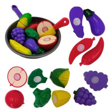 Imagem de Comidinha Cozinha Infantil Legumes Frutas Cortar Frigideira - Pica Pau