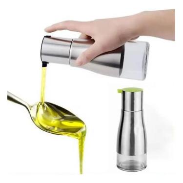 Imagem de Porta Azeite E Óleo Galheteiro Sleek De Vidro E Inox 320ml - DS